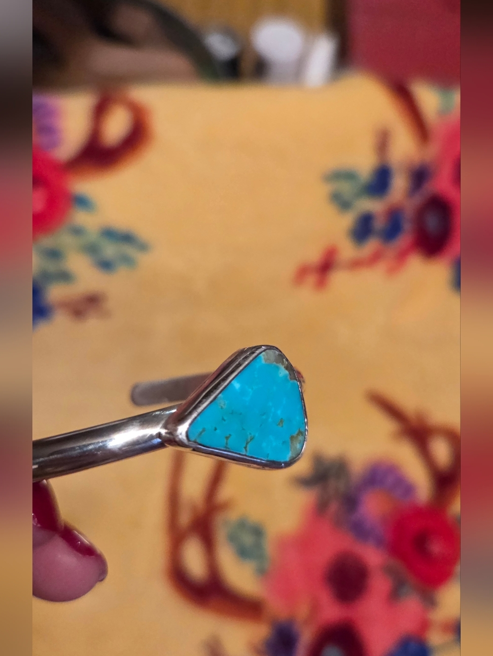 Sterling Silver Turquoise Cuff, Slightly Adjustable. Custom By Sand Plum Soul - Picture 2 of 4